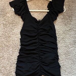 Haute Monde Black Ruched Mini Dress